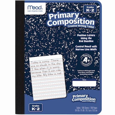 Mead Primary Composition Book, Manuscript Format, Blue/White Cover, 100 9.75 x 7.5 Sheets 09902